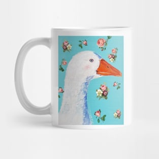 White goose and English roses Mug